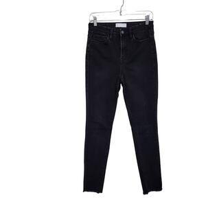 Vervet Blue Frayed Raw Hem Tapered Jeans High Rise Pockets Denim Black Size 26